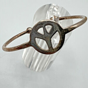 Sterling Silver Peace Symbol Child Baby Cuff Bracelet